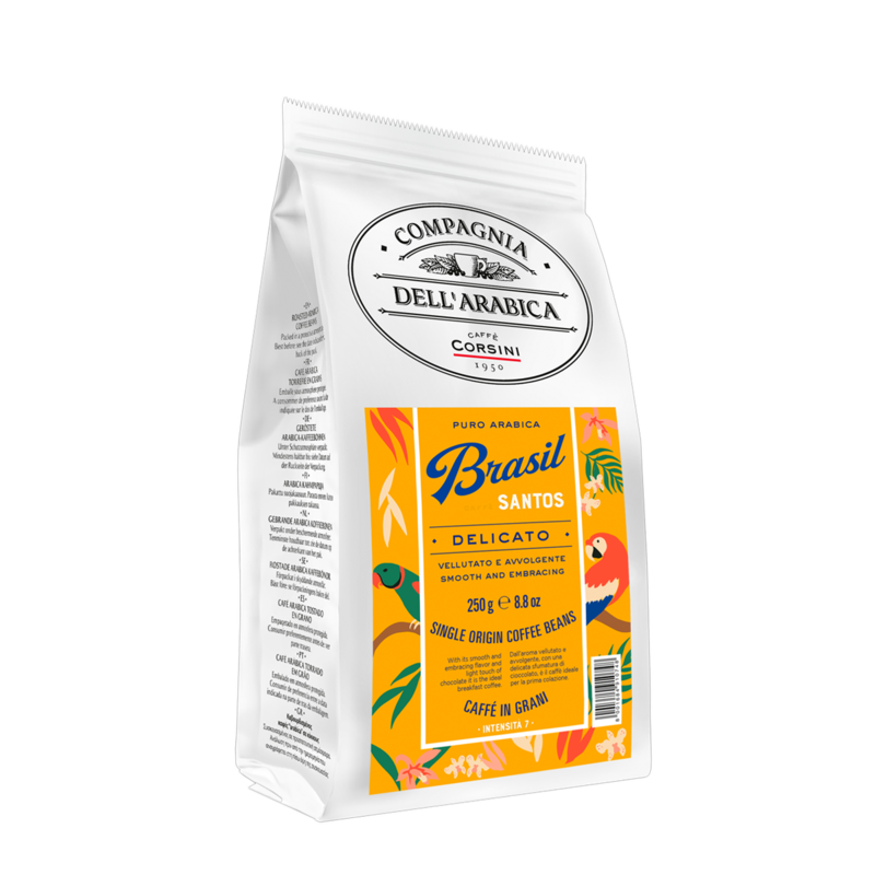 Granos de café de la compañía dell'argica Brasil, granos de café de Brasil, 250g