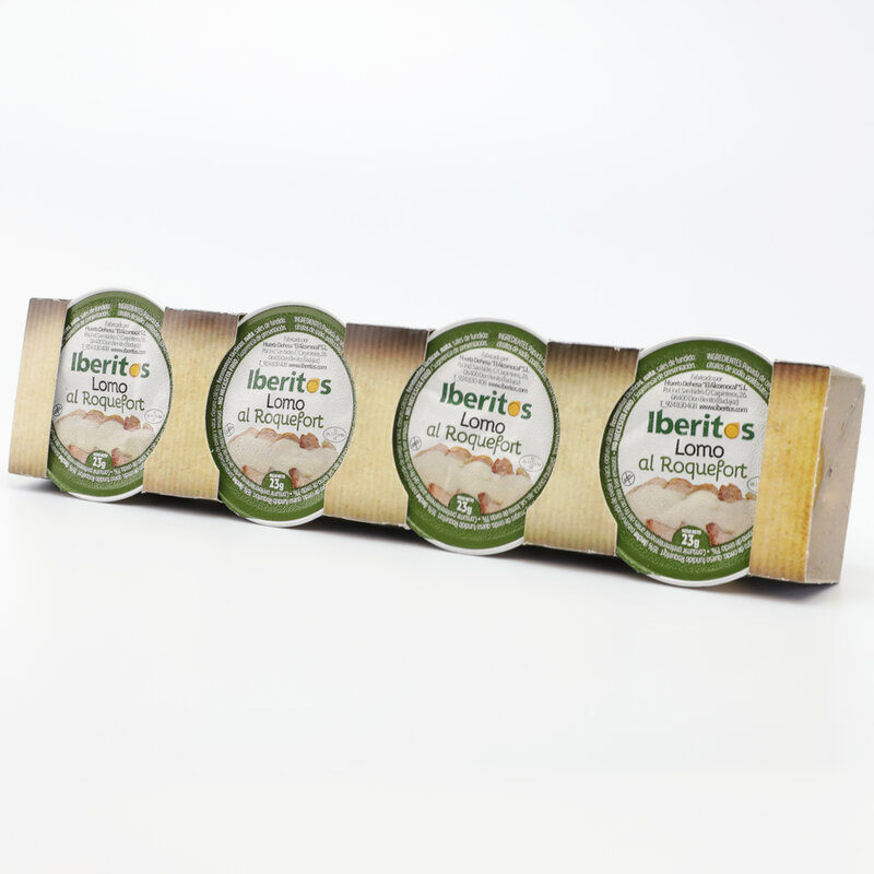 Iberitos-Cash Box 16 Packs Groothandel Lomo Roquefort 4x23g-Cash Doos 16 Pack 4X25G Lomo Roquefort Soep crème