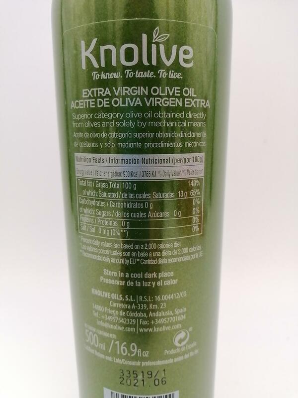 Knolive 에피 큐어 스페인 프리미엄 버진 추가 올리브 오일 0,5 ltr