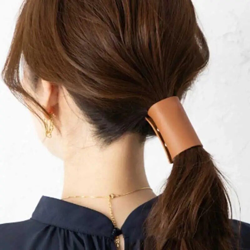 1PCS PU Leather Hairband Women Girls Magic Ponytail Holder Stretch Hair Tie Ponytail Headband Rope Hair Styling Accessories