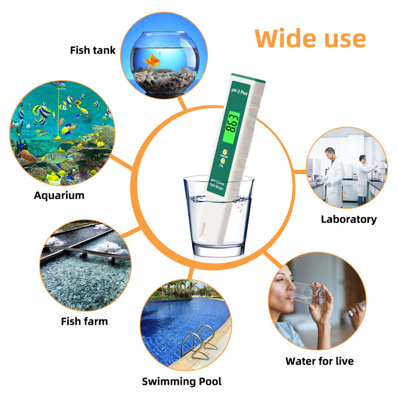 Yieryi New PH-2Plus PH Meter Digital Litmus Ph Water Quality Test Pen -2.00-16.00 for Swimming Pool Drinking Aquarium Laboratory
