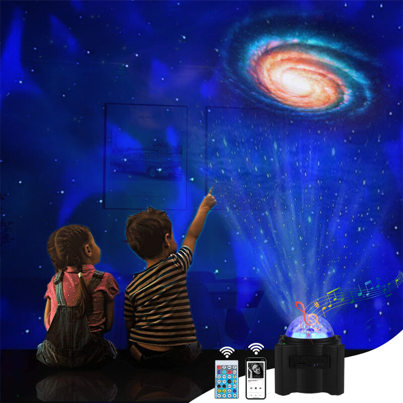 Galáxia estrela recarregável lâmpada do projetor com alto-falante bluetooth 12 planeta céu estrelado crianças noite luz quarto festa de natal decoração