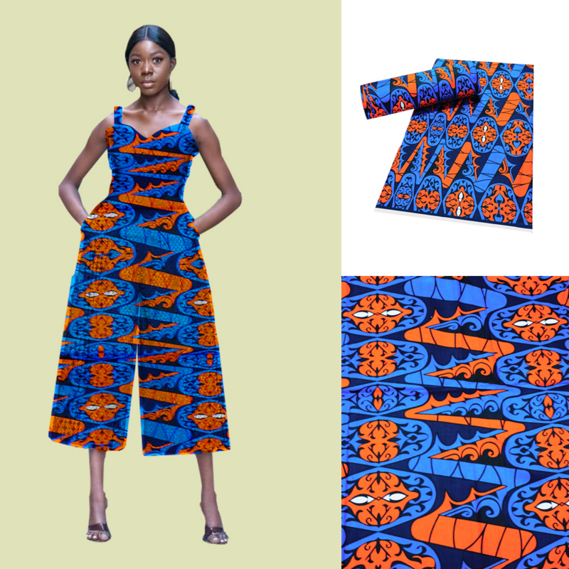 Tissu africain en cire de coton imprimé ankara, 6 yards, pour femmes, confection artisanale de robes de soirée