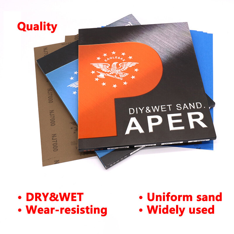 Wysokiej jakości papier ścierny na mokro i na sucho 80-10000Grit, 9 "x 11"(230x280mm) arkusze szlifierskie z węglika krzemu, szlifowanie i polerowanie specjalne