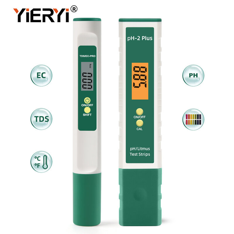Yieryi Digital PH Meter TDS/EC/Temperature Water Quality Tester Mini Conductivity Tester Litmus Ph Pen ATC for Drinking Pool