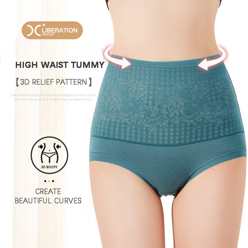 Flarixa Warm Palace Cotton Briefs HighWaist Seamless Women's Underwear Plus Velvet Thicken Menstrual Panties Slim Tummy Lingerie