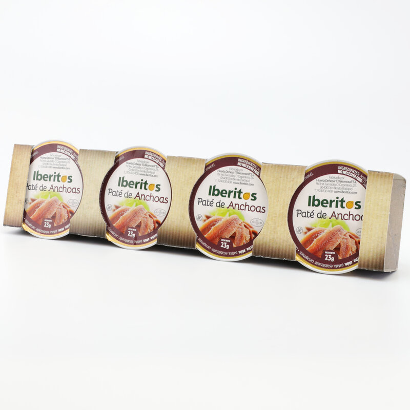 IBERITOS-16 pacotes de caixa de dinheiro de patê de anchovies com 4 unidades de 25g-patê de anchova