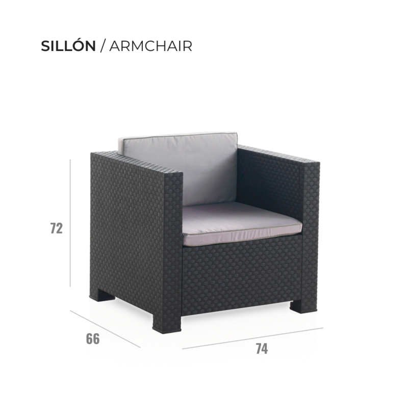 SHAF - Set Tropea DIVA - Conjunto de jardin con material efecto ratan fácil de combinar con tus muebles de exterior