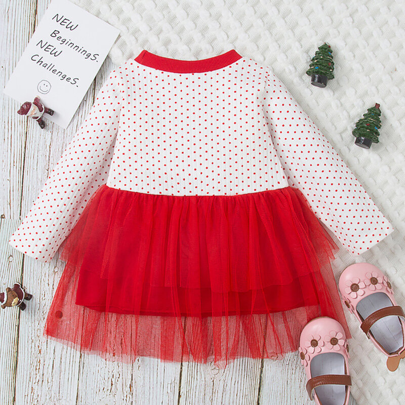 Рождественское платье для маленьких девочек, праздничное Сетчатое платье для маленьких принцесс с забавным Санта-Клаусом, детская одежда