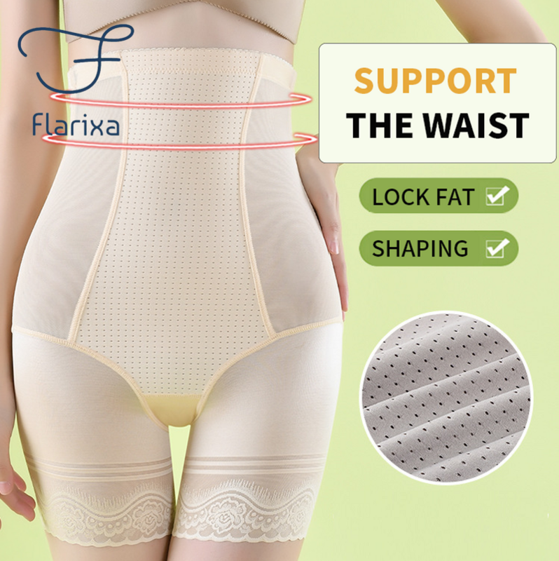 Flarixa 3で1安全ショーツ整形シェイパー下着ハイウエストフラット腹パンティー女性のシームレスな弾性pantiesthin