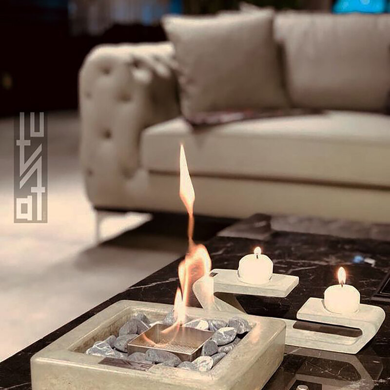 Traxex Concrete Decorative Quality Odorless Smokeless Bioethanol Fireplace Desktop Fire Flame Small Scandinavian Decoration