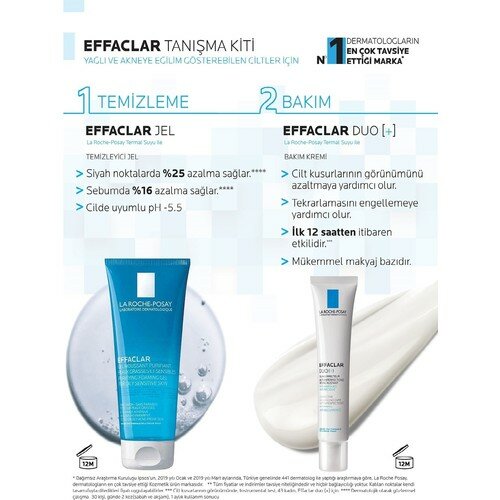 La roche _ posay effaclar duo 15 ml e effaclar gel 50 ml kit de cuidados para a pele propensa à acne