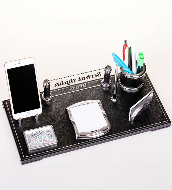 Organizador de escritorio de cristal con nombre personalizado, juegos de escritorio de oficina, soporte de bolígrafo y tarjeta de negocios, regalo, Turquía