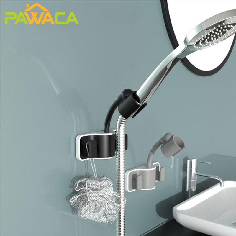 Supporto per soffione doccia a 360 ° supporto per soffione doccia autoadesivo regolabile supporto per montaggio a parete supporto per soffione doccia con 2 ganci universale