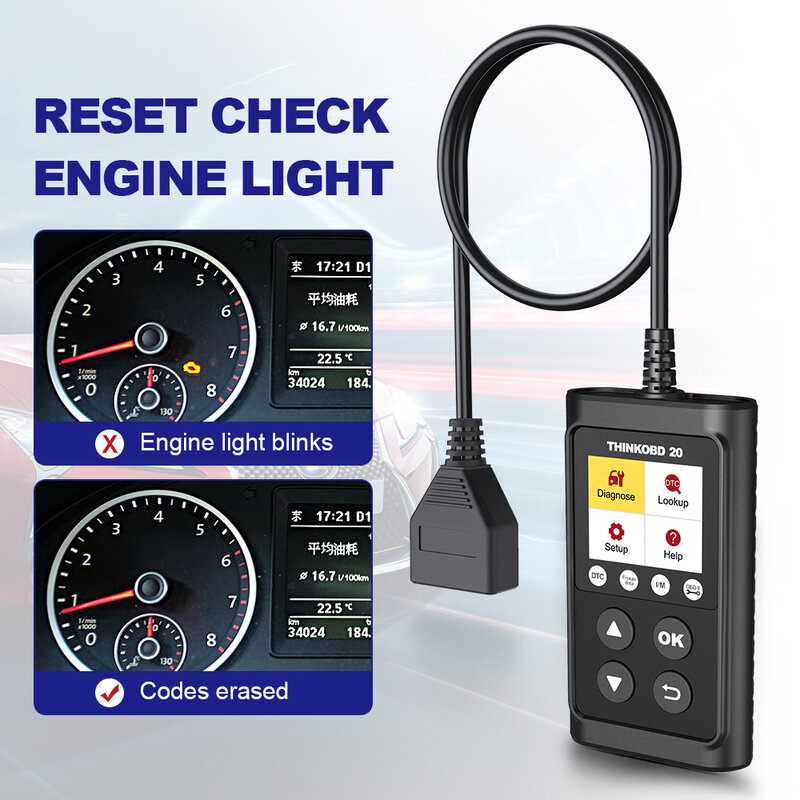 THINKCAR ThinkOBD 20 Car Diagnostic Tool OBD2 Automotive Scanner Engine Light Check DTC Lookup Obdii Code Reader PK ELM327 v1.5