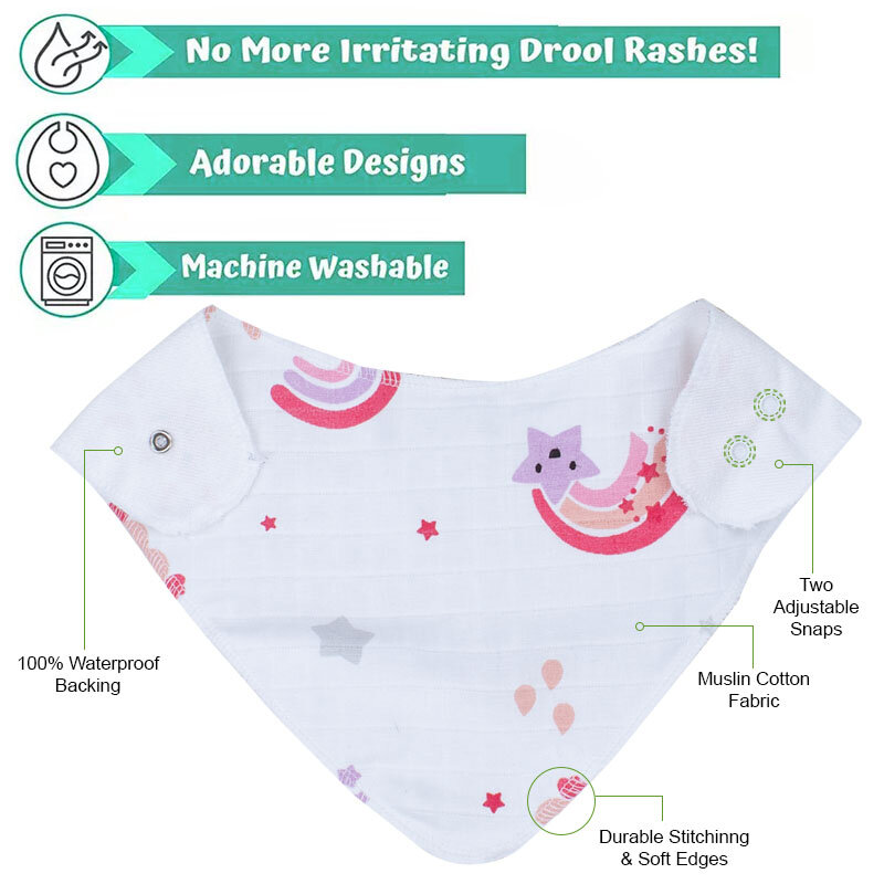 Neonato per neonati sciarpa e bavaglino per bambini reversibili a prova di liquido Set 3 pezzi Burp Covers tessuto in mussola impermeabile Undersheet