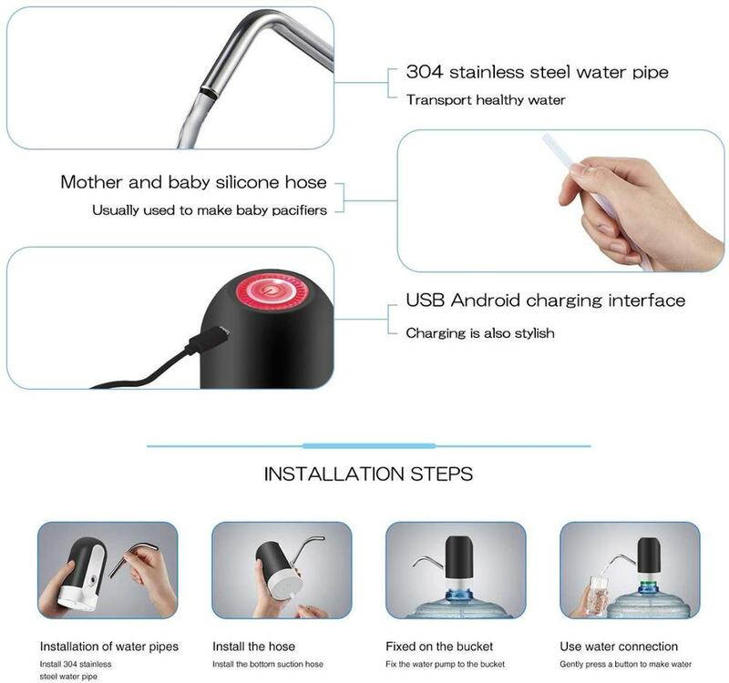 Water Dispenser Automatic Sensitive Pump Intelligence USB Charge Removable Carafes Universal Device for Camping Office Home