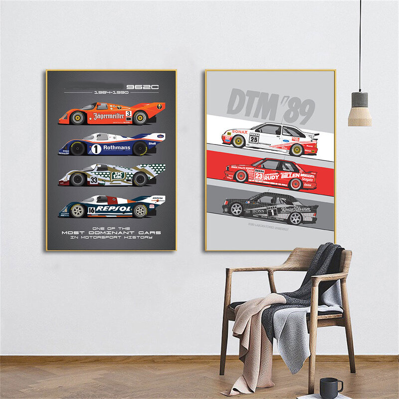 24 مذهلة لومان DTM 89 الكلاسيكية سباق السيارات المشارك طباعة قماش اللوحة ديكور المنزل جدار صورة فنية لغرفة المعيشة بدون إطار