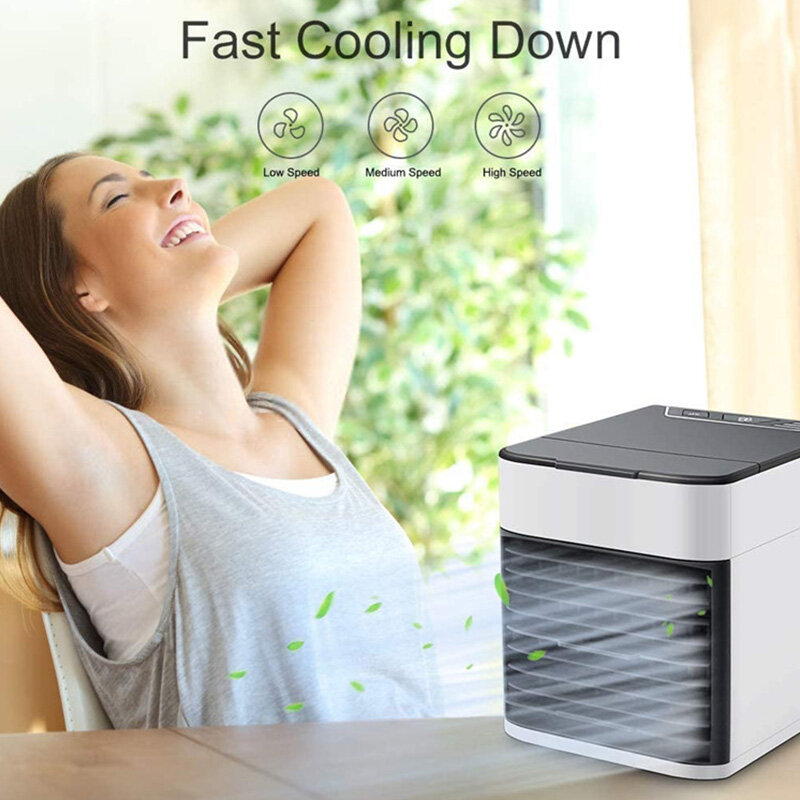 Mini portátil ar condicionado usb para casa, escritório, ventilador de refrigeração de ar frio, umidificador, manchar transporte