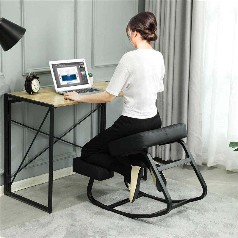 Ergonomic Metal Kneeling Chair Rocking Balancing Kneel Stool Home Office Furniture Kneel Chair Computer Posture Chair Design