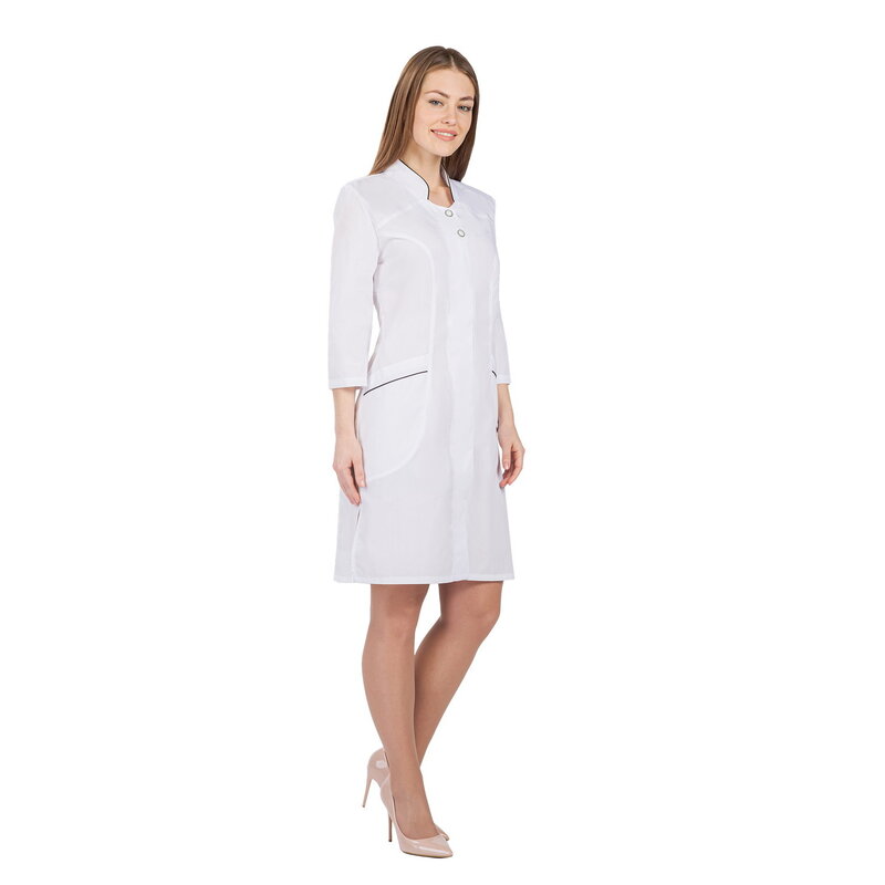 Robe médicale femme ivuniforma Sabrina blanc avec bordure noire