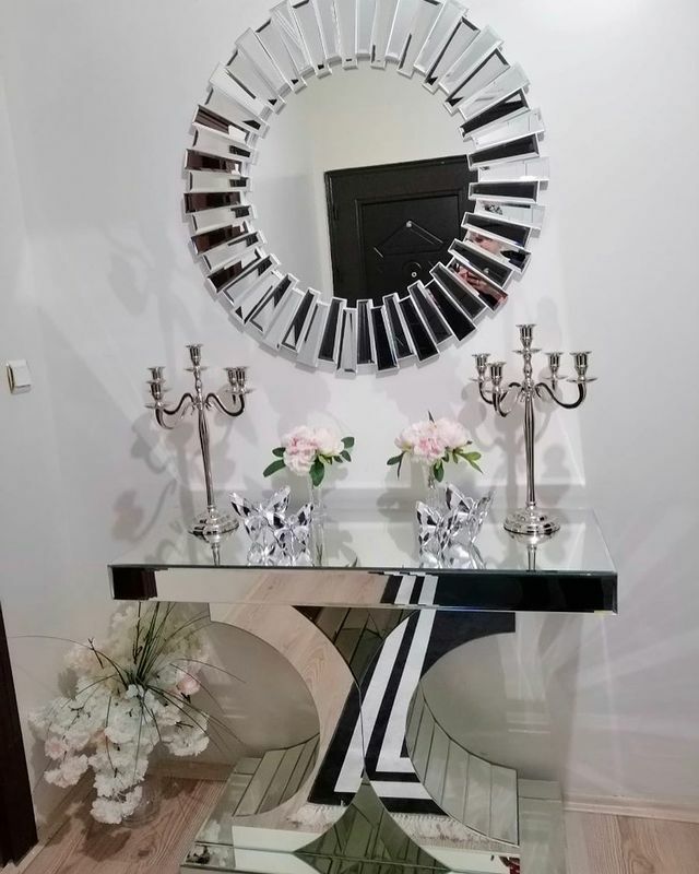 Mesa de consola con espejo de decoración moderna, mesa auxiliar de sofá con tocador plateado, tocador de maquillaje, mesa de entrada f, 2021