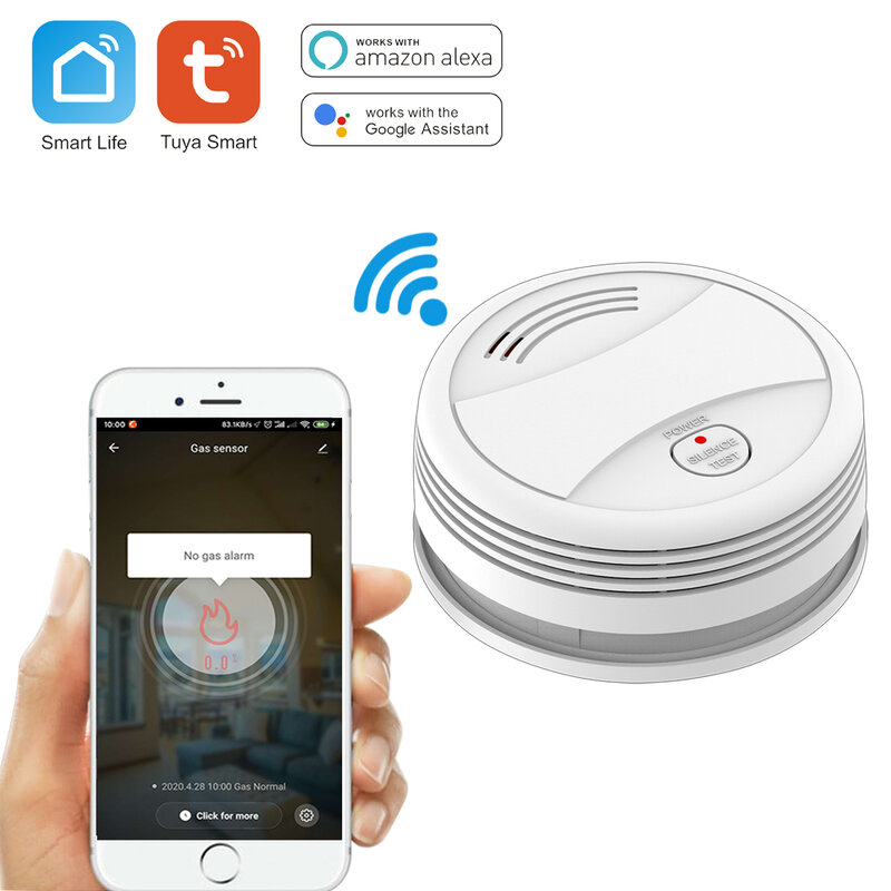 Tuya Perangkat Sensor Pintar Wifi Detektor Asap Sistem Alarm Karbon Api Monoksida untuk Rumah Kantor Perlindungan Keamanan Kehidupan Pintar