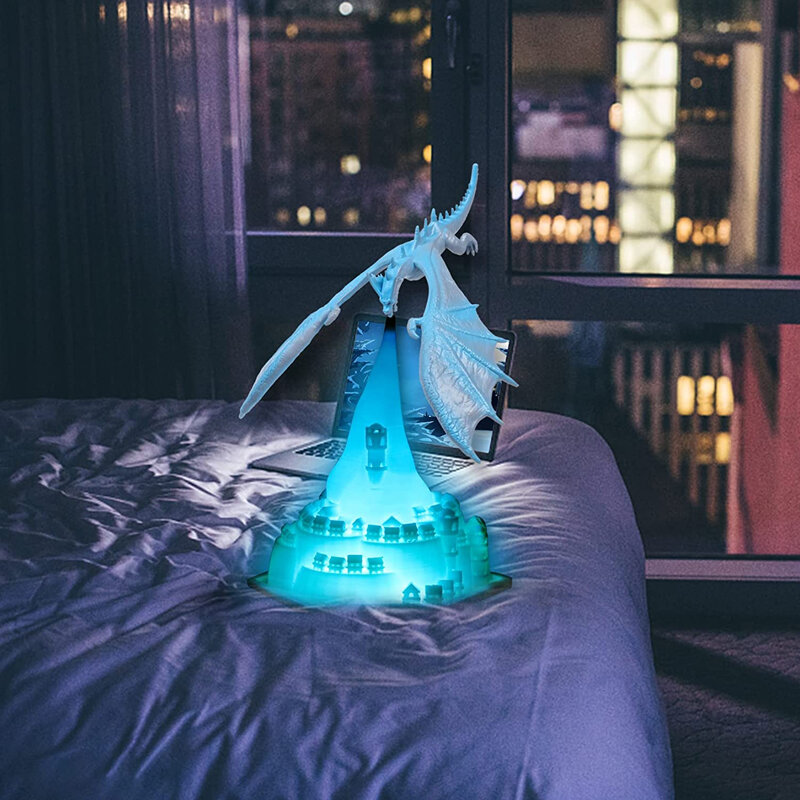 Decorazioni natalizie lampade a forma di drago vulcano a LED stampate in 3D come luce notturna creativa per la casa per lampada da notte con lampada lunare per regali di natale