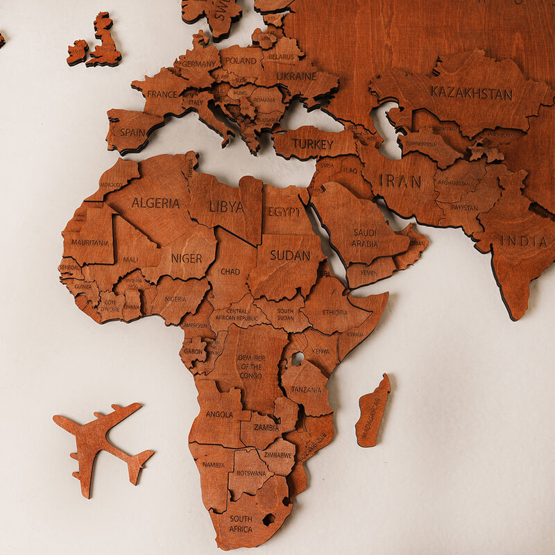 3D деревянная карта мира, домашний декор, деревенский декор стен, карта подарка на 5-ю годовщину, Карта мира с прижимом,
