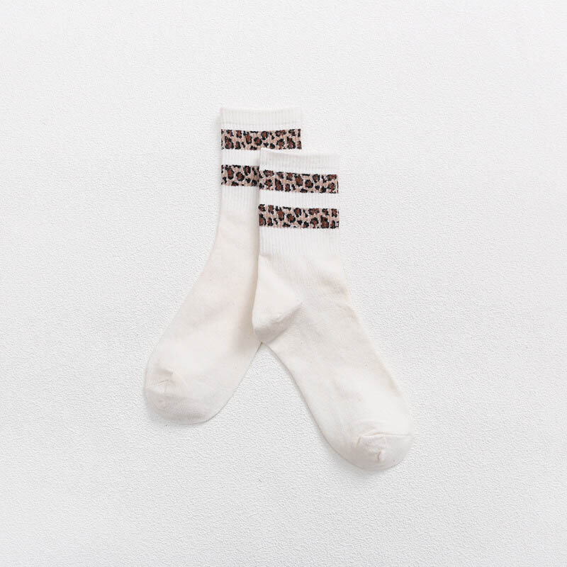 Moda harajuku inverno quente meias femininas confortável casual emenda algodão leopardo engraçado meias