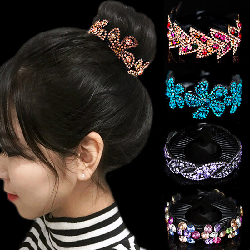 Fashion Rhinestones Flower Hair Claws Crystal Twist Headwear Hair band For Women Hair Accessories 23 Colors
