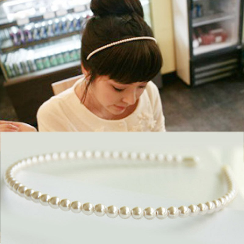 Diadema Coreana de perla blanca de imitación para mujer, accesorios para el cabello para regalo de San Valentín de boda