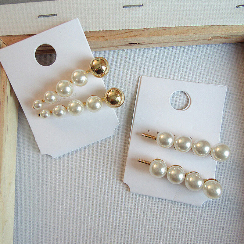 ¡Producto en oferta! 1 pieza pasador de perlas de imitación de Corea, horquillas blancas para mujer, horquillas de pelo de bola de Metal para fiestas, accesorios para el cabello para niñas