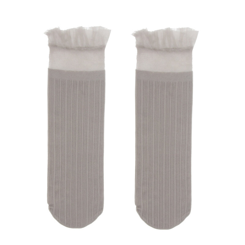 Women Ladies Socks Fashion Sheer Mesh Glass Silk Socks Ultrathin Transparent Crystal Lace Elastic Summer Cute Socks