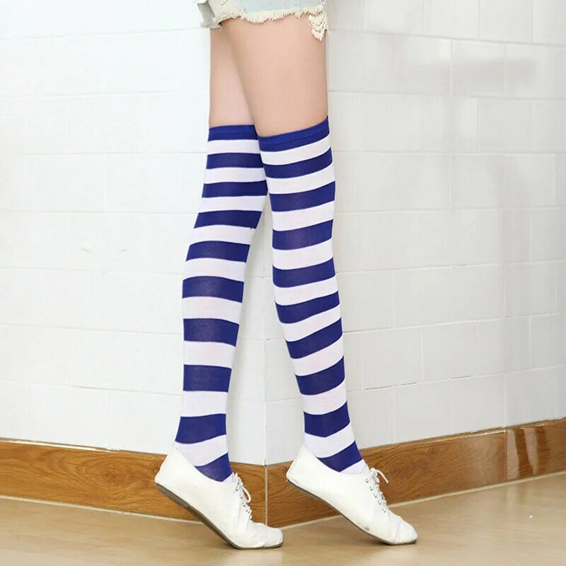 Fashion Japanese kawaii Sweet Women Stripe Stockings Cotton Over Knee Tights Students Girls Sexy High Multicolor