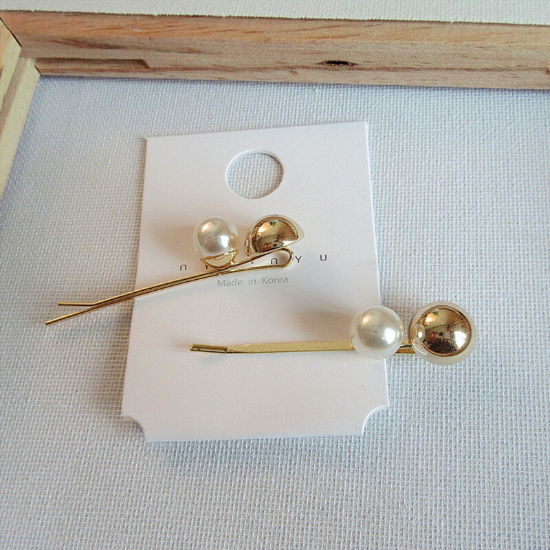 ¡Producto en oferta! 1 pieza pasador de perlas de imitación de Corea, horquillas blancas para mujer, horquillas de pelo de bola de Metal para fiestas, accesorios para el cabello para niñas