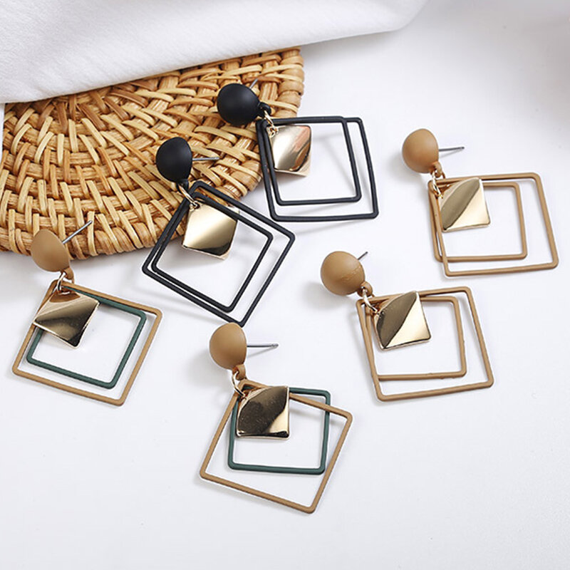 Orecchini coreani per donna 2020 moda vintage nero acrilico geometrico oro nappa orecchini orecchini femminili gioielli