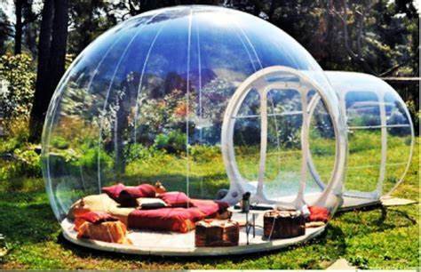 Tienda trasparente en forma de burbuja con túnel, habitación hinchable para el jardín