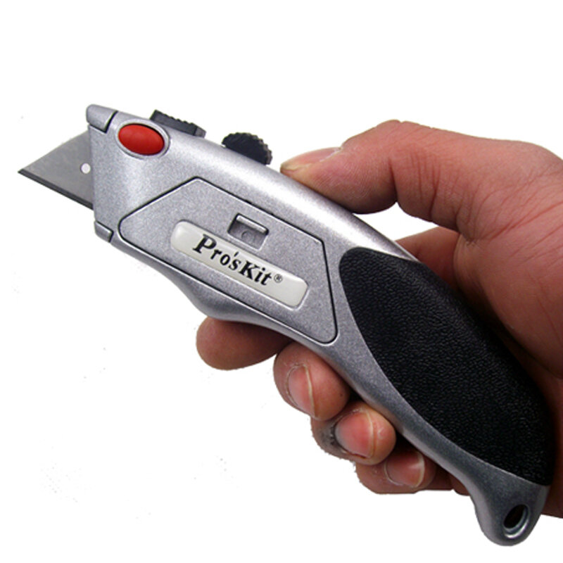 Cuchillo de utilidad, cortador de caja de carga automática, mango de goma retráctil de alta resistencia, Original con caja de venta al por menor, DK-2112