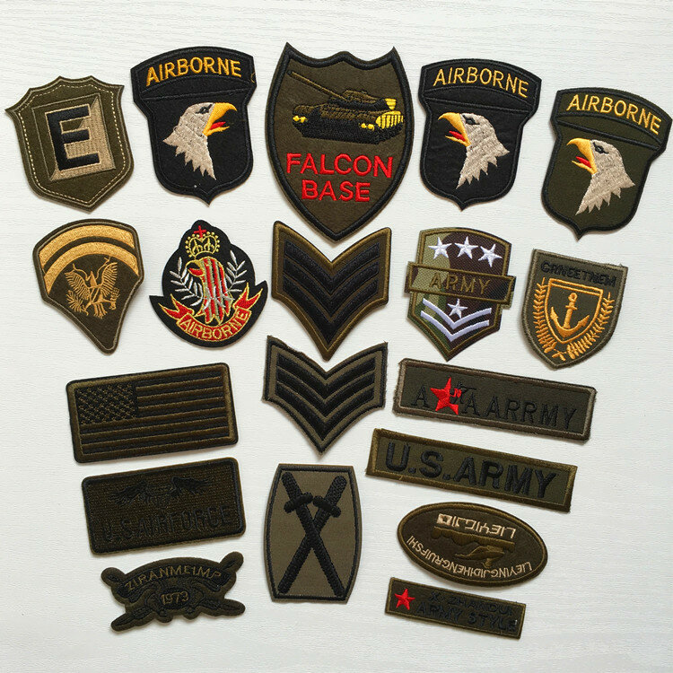 Conjunto de tema militar bordado, super qualidade, 9 peças, mix, patches para roupas, costura, ferro, emblema, apliques do exército