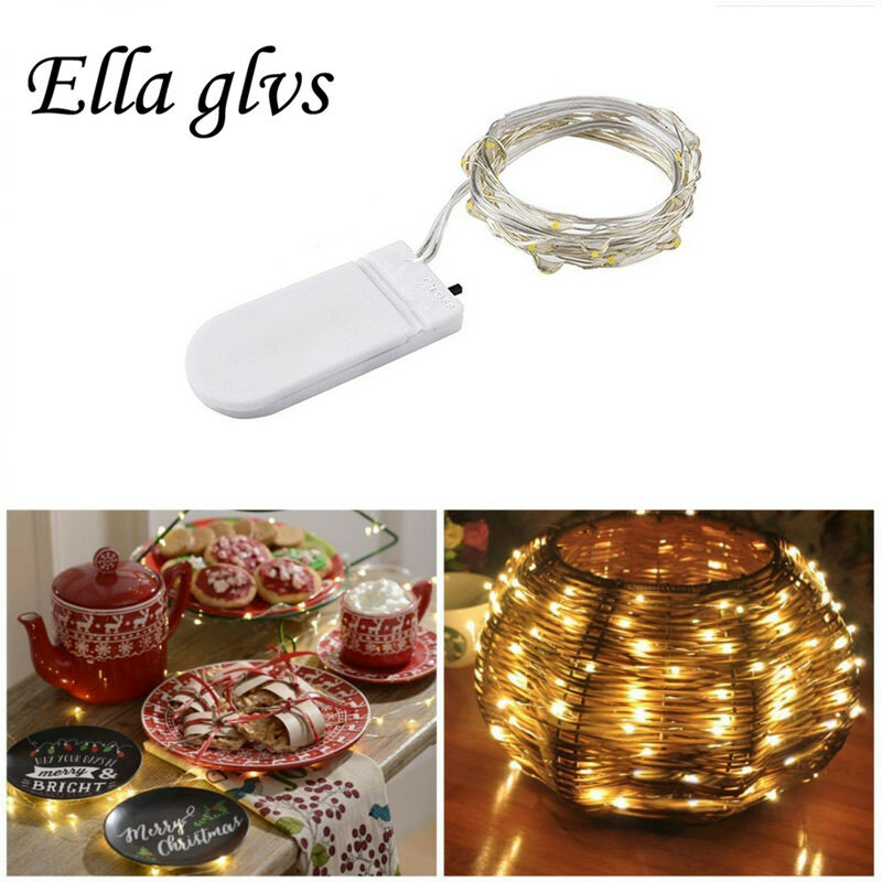 LED String Lampu 1M 2M Baterai Powered Perak Kawat Tahan Air untuk Holiday Pesta Pernikahan Dekorasi Lampu Natal