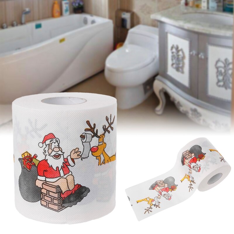 Rollo de papel higiénico de 2 capas de Papá Noel, decoración para sala de estar, regalo