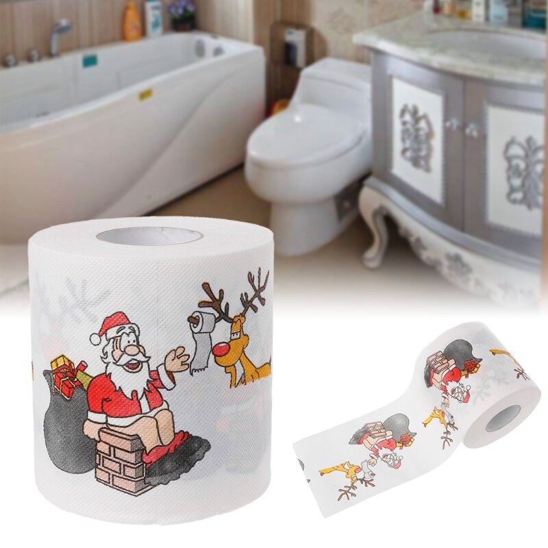 2 Lagen Kerstmis Kerstman Herten Toilet Roll Paper Tissue Woonkamer Decor Wc Tissue Gift