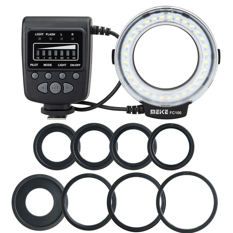 Meike FC-100 pour Nikon, Canon FC 100 Macro anneau Flash/lumière pour Nikon D7100 D7000 D5200 D5100 D5000 D3200 D310