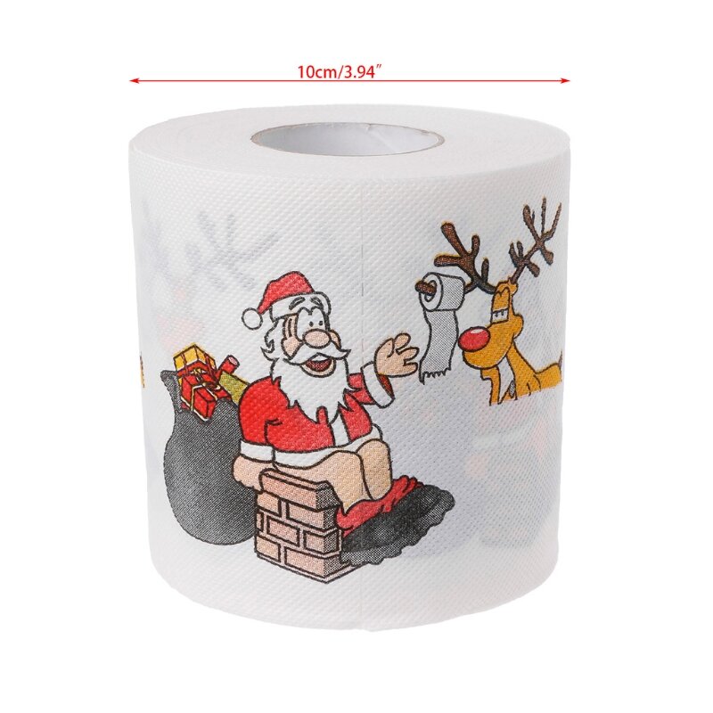 2 Layers Christmas Santa Claus Deer Toilet Roll Paper Tissue Living Room Decor Toilet Tissue Gift