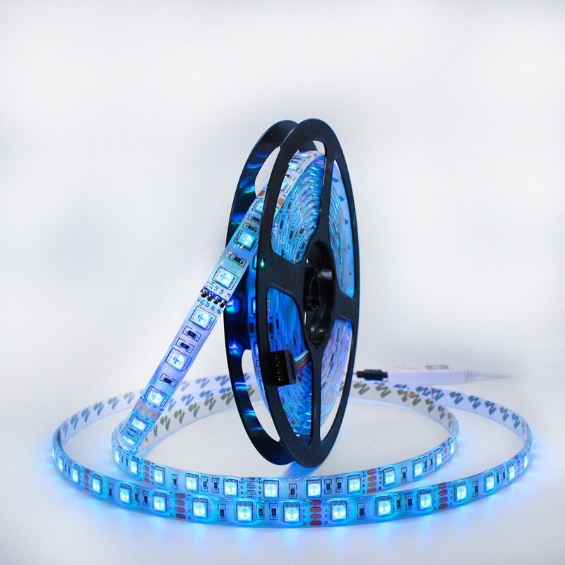 Tira de luces LED SMD 5050, cinta Flexible de diodo, 5M, 60LED/m, cc 12V, RGB, Blanco cálido, rojo, verde, azul, RGBW, RGBWW