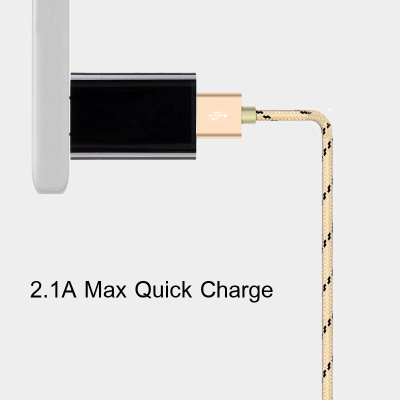 Micro USB Cable 2.1A Nylon Fast Charge USB Data Cable for Samsung Xiaomi LG Tablet Android Mobile Phone USB Charging Cord