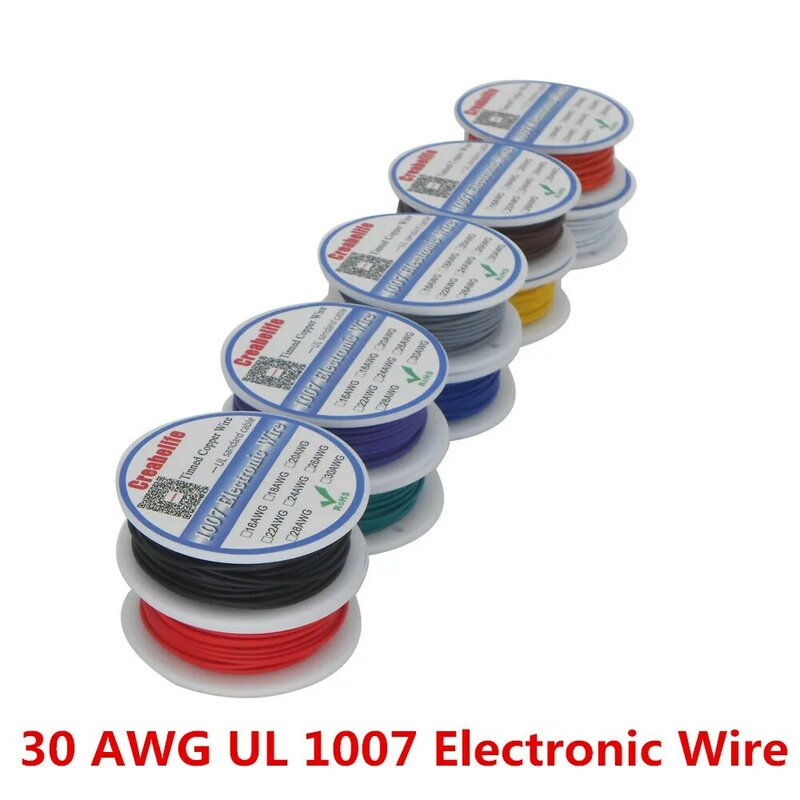 10 м UL 1007 30AWG 10 цветов Электрический провод Кабельная линия Луженая Медь PCB Провод RoHS UL сертификация изолированный светодиодный кабель
