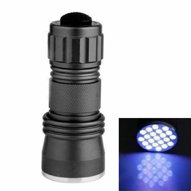 Skywolfeye UV ultrafioletowy 21 LED latarka Mini Blacklight aluminiowa latarka lampa światła VEM47 P20