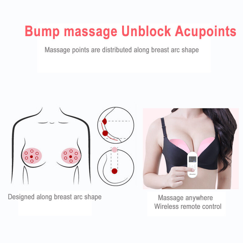 Recarregável portátil invisível massageador de ampliação do peito aquecimento quente elétrico realce do peito levantamento instrumento massagem